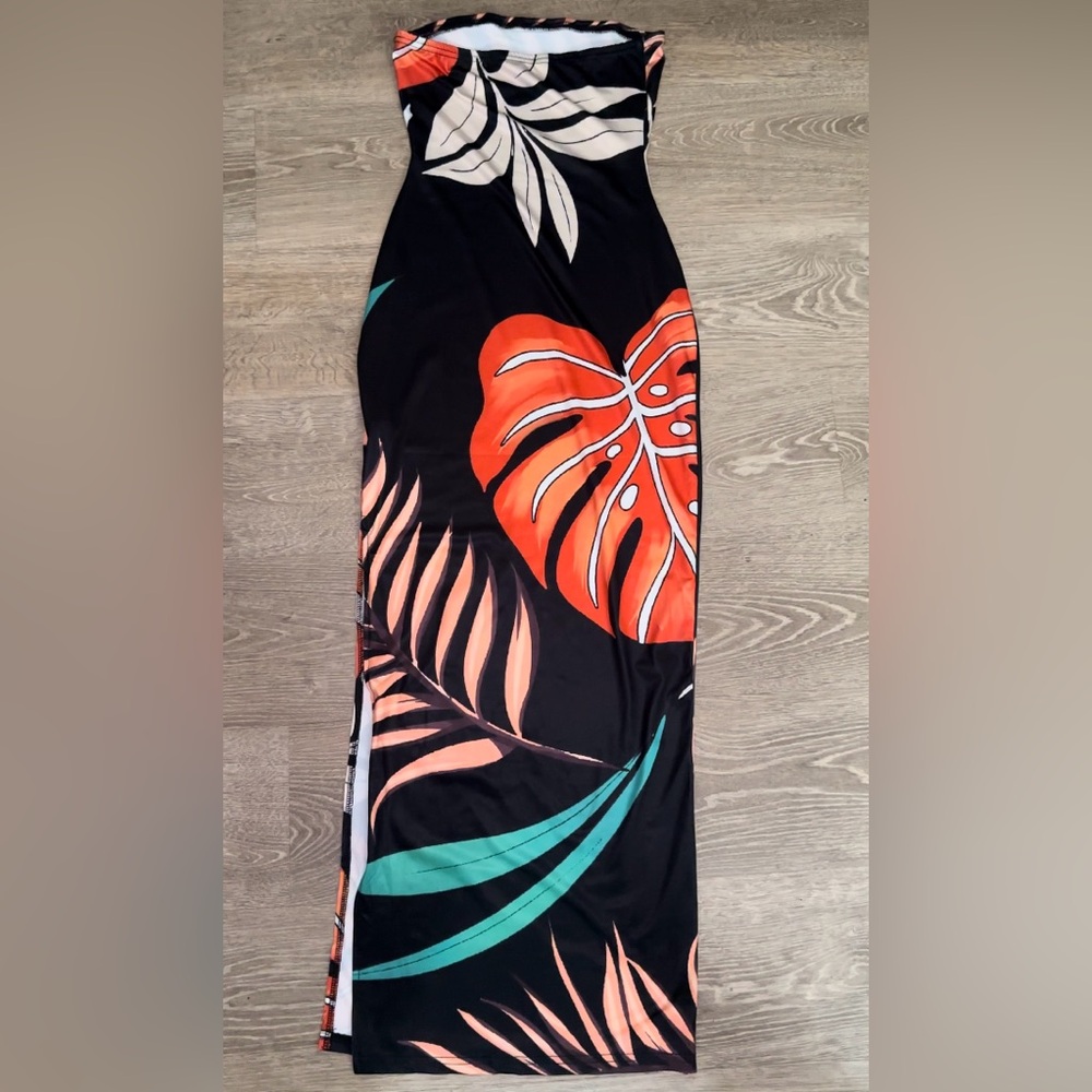 Tropical Black and Orange dress